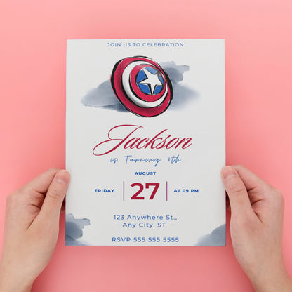 Captain America Birthday Invitation Template - CreativeRino