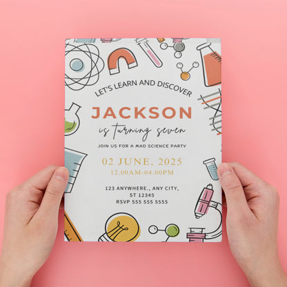 Science Birthday Invitation Template - CreativeRino