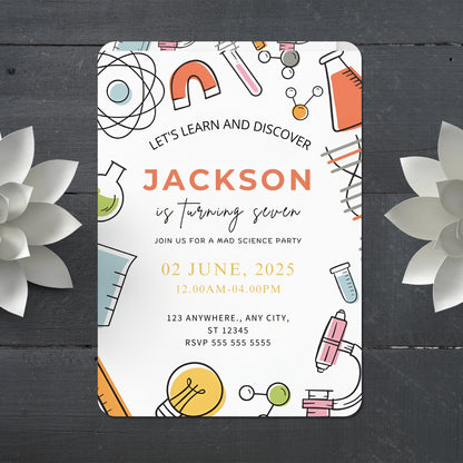Science Birthday Invitation Template - CreativeRino