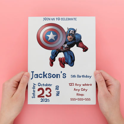Captain America Birthday Invitation Template - CreativeRino