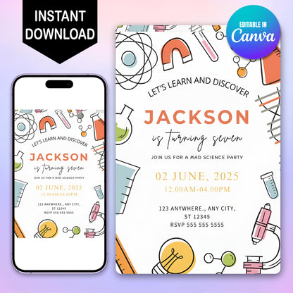 Science Birthday Invitation Template - CreativeRino