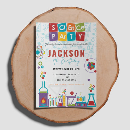 Science Birthday Party Invitation Template - CreativeRino