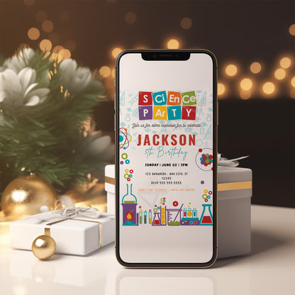 Science Birthday Party Invitation Template - CreativeRino
