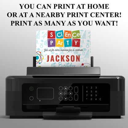 Science Birthday Party Invitation Template - CreativeRino