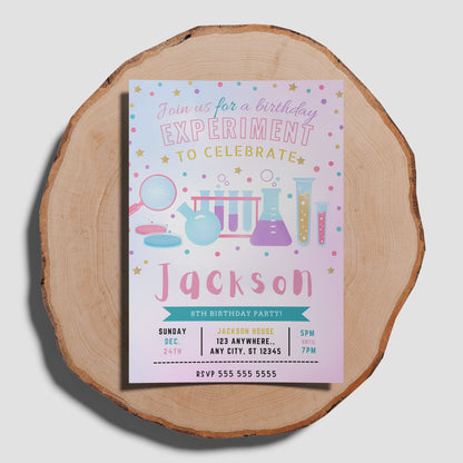 Science Birthday Party Invitation Template - CreativeRino