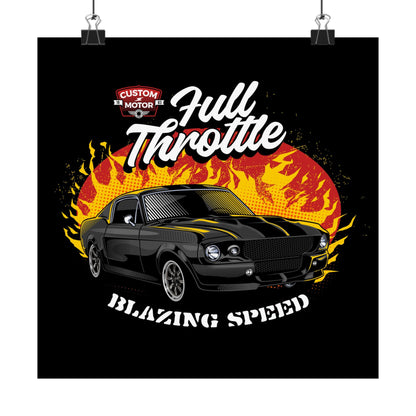 Full Throttle Vintage Car Poster - Blazing Speed Wall Art - CreativeRino