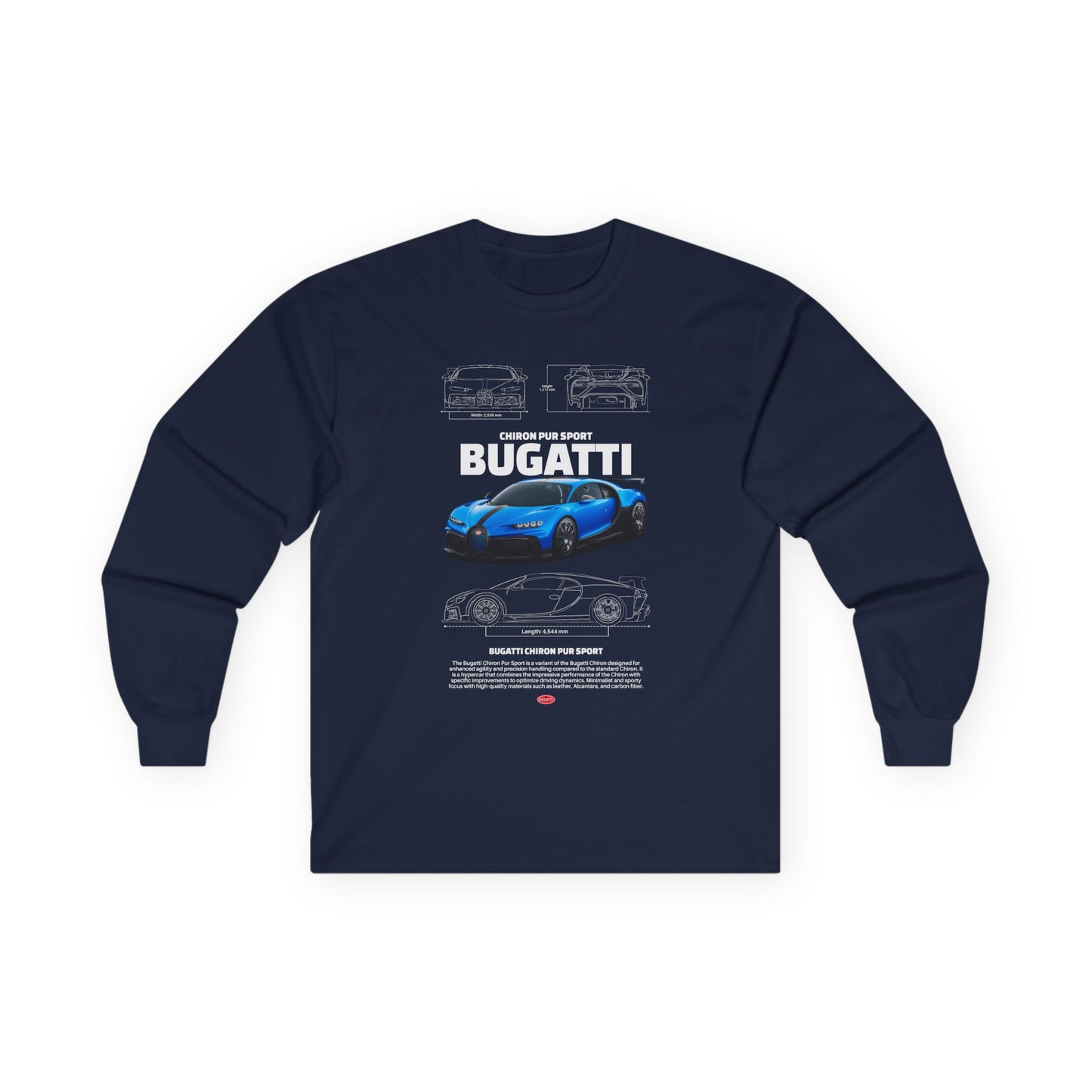 Bugatti Sports Car Unisex Long Sleeve Tee - Perfect T-shirt for Car Enthusiasts - CreativeRino