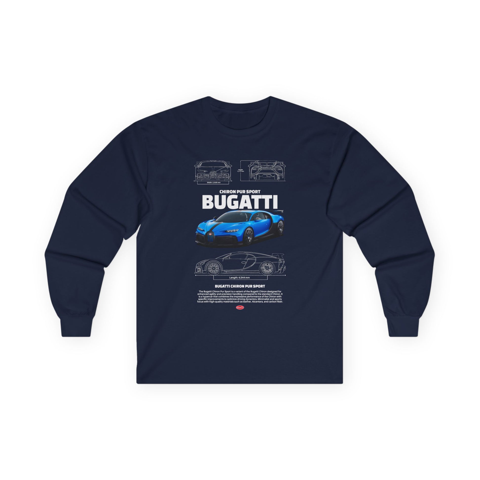 Bugatti Sports Car Unisex Long Sleeve Tee - Perfect T-shirt for Car Enthusiasts - CreativeRino