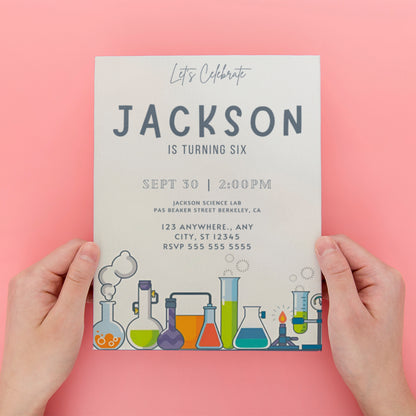 Science Birthday Invitation Template - CreativeRino