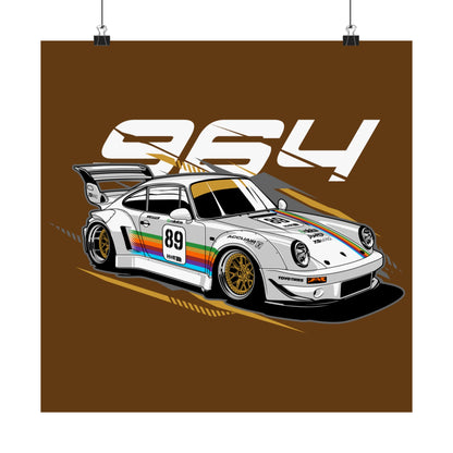 Porsche 964 Vintage Car Poster - Racing Art for Car Enthusiasts - CreativeRino
