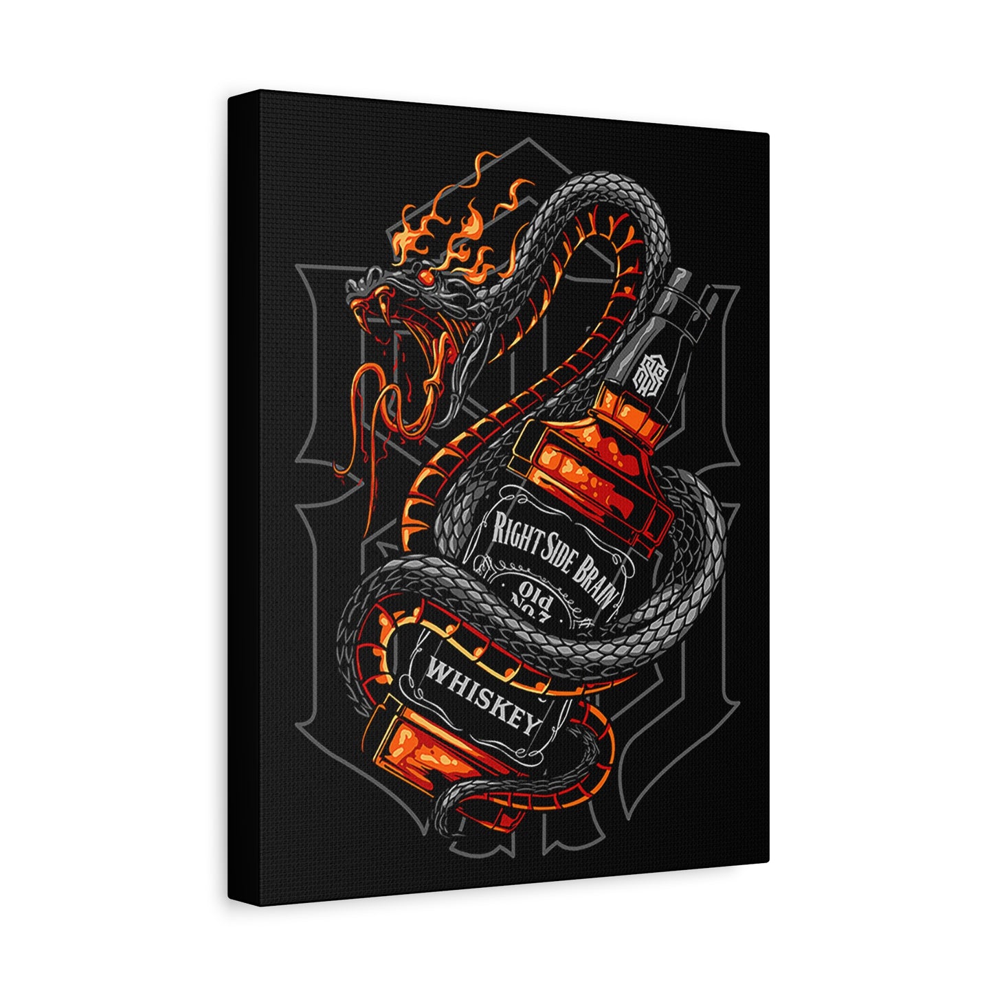 Whiskey Dragon Canvas Art - Stretched Matte Wall Decor for Bar & Home - CreativeRino