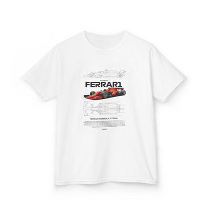 Kids Ferrari Formula 1 Tee - Heavy Cotton Racing Shirt - CreativeRino