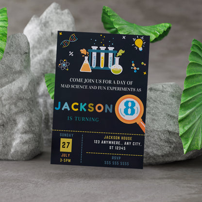 Science Birthday Party Invitation Template - CreativeRino