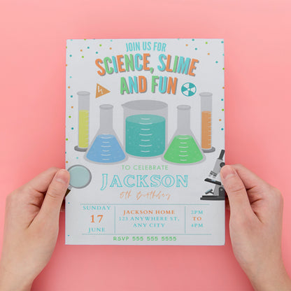Science Slime Party Invitation Template - CreativeRino