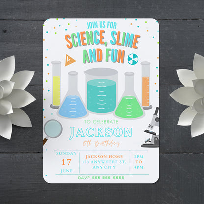 Science Slime Party Invitation Template - CreativeRino
