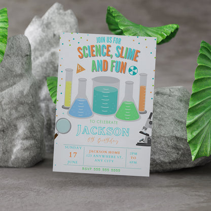 Science Slime Party Invitation Template - CreativeRino
