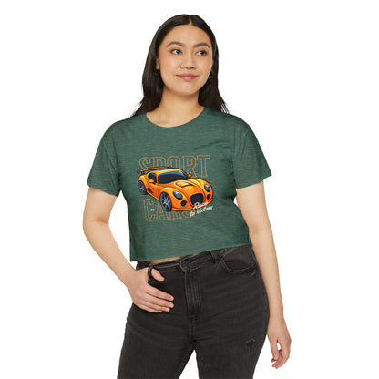 Sport Cars Women Festival Crop Top - Race to Victory Graphic T-shirt - CreativeRino