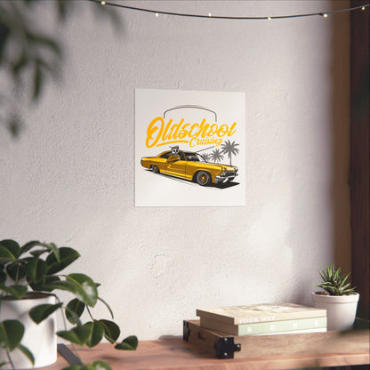 Vintage Car Matte Square Poster - Oldschool Cruising Art - CreativeRino