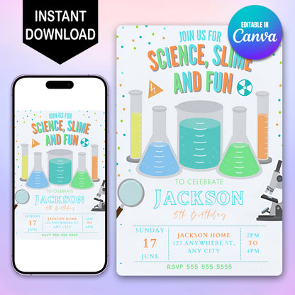 Science Slime Party Invitation Template - CreativeRino