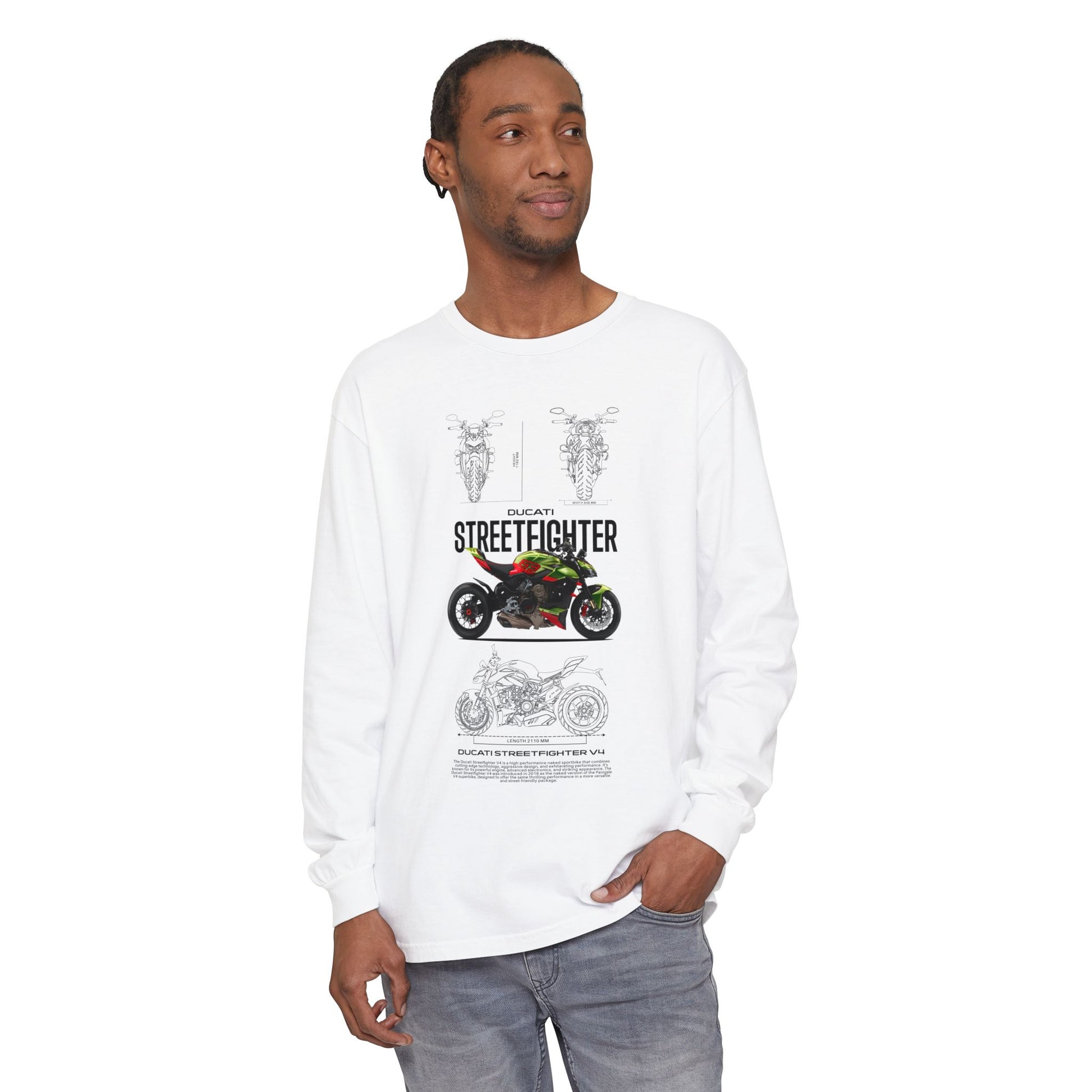 Ducati Streetfighter Long Sleeve T-Shirt - Retro Motorcycle Graphic T-shirt - CreativeRino