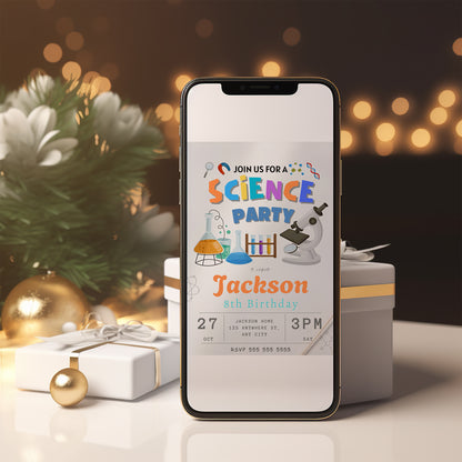 Science Birthday Party Invitation Template - CreativeRino