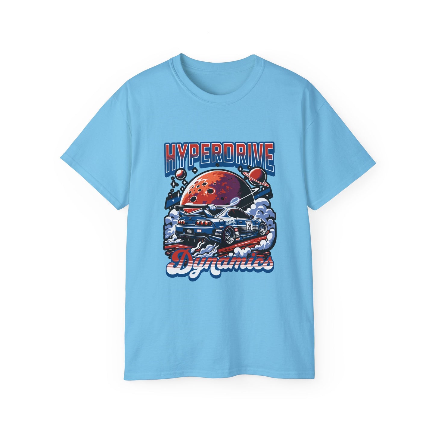 Hyperdrive Dynamics Unisex Ultra Cotton Tee - Retro Space Car Graphic T-Shirt - CreativeRino