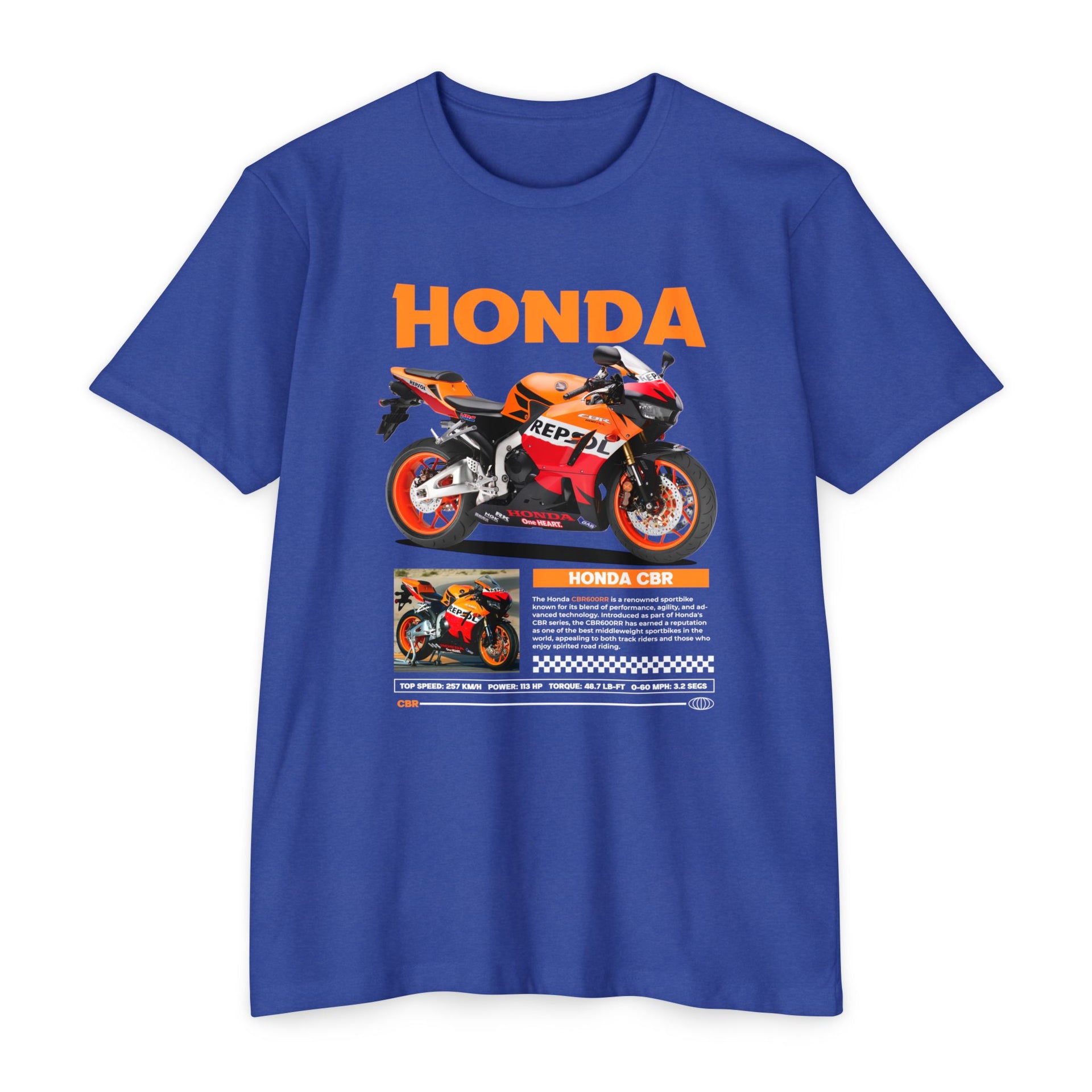 Honda CBR Motorcycle Unisex Jersey T-shirt Perfect for Bikers and Racing  Enthusiasts CVC Royal XS