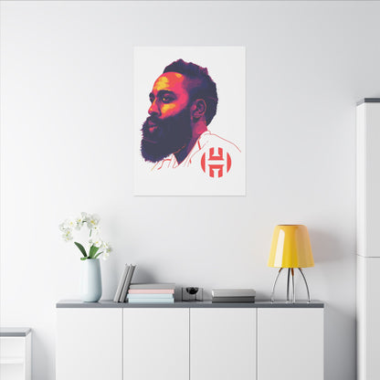 Stretched Matte Canvas Art - Vibrant Portrait of James Harden - CreativeRino