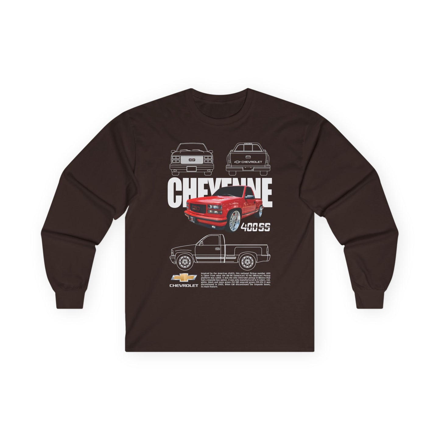 Chevy Cheyenne 400SS Long Sleeve Tee - Classic Vintage Car Design - CreativeRino