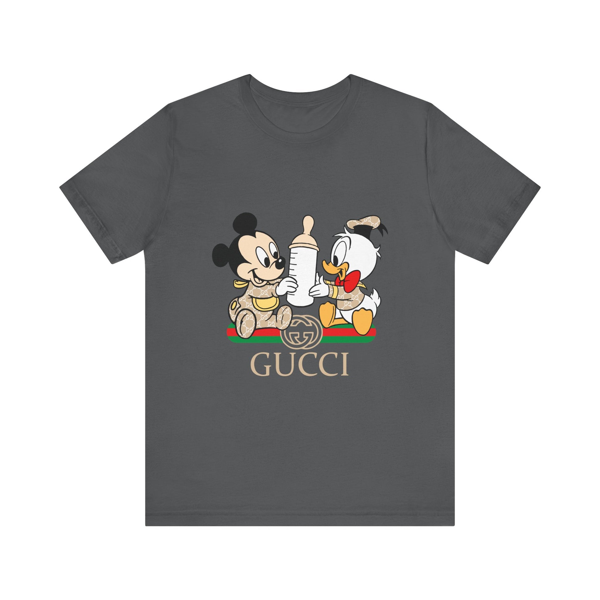 Cute Baby Mickey Mouse and Donald Duck Character Tee - Gucci Inspired Unisex Short Sleeve T-shirt - CreativeRino