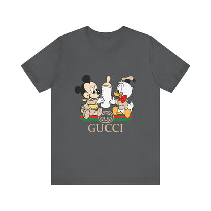 Cute Baby Mickey Mouse and Donald Duck Character Tee - Gucci Inspired Unisex Short Sleeve T-shirt - CreativeRino