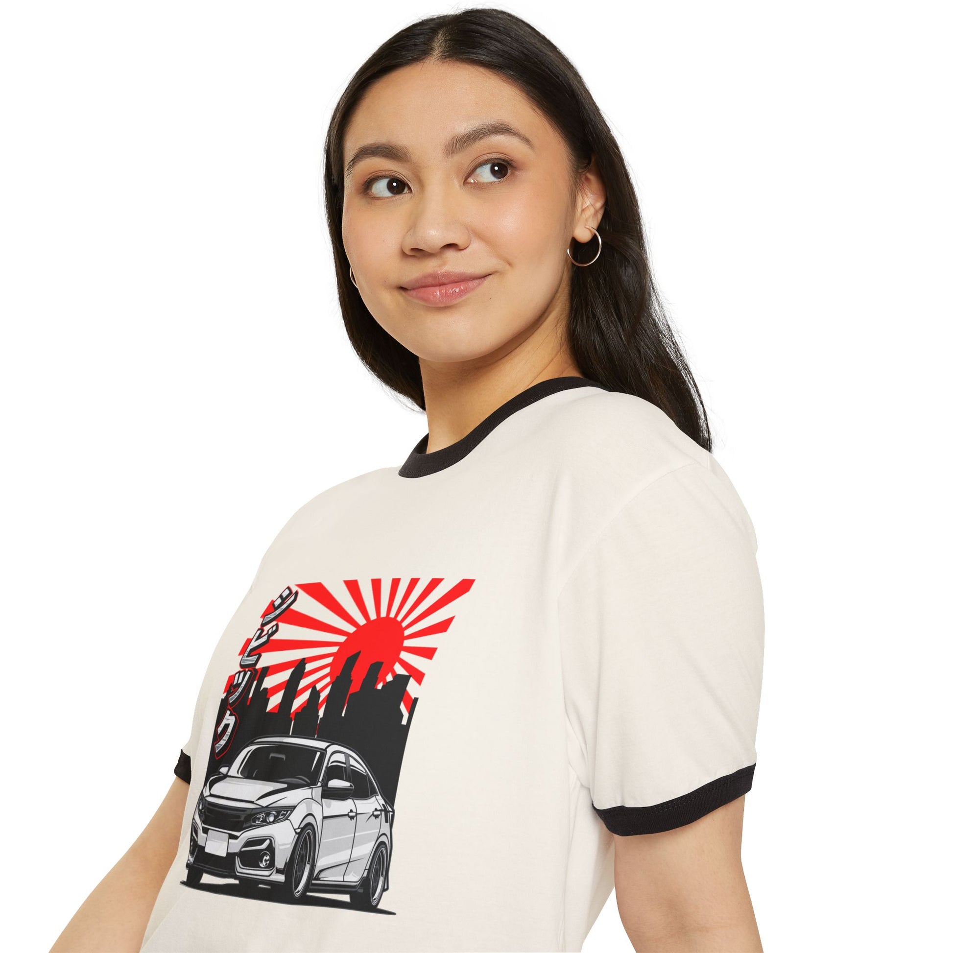 Retro Car Graphic Unisex Cotton Ringer T-Shirt - Perfect for Auto Enthusiasts - CreativeRino