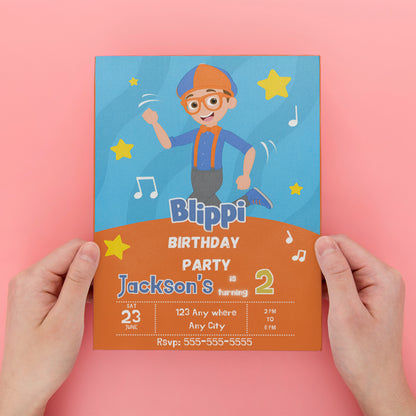 Blippi  Birthday Invitation Template - CreativeRino