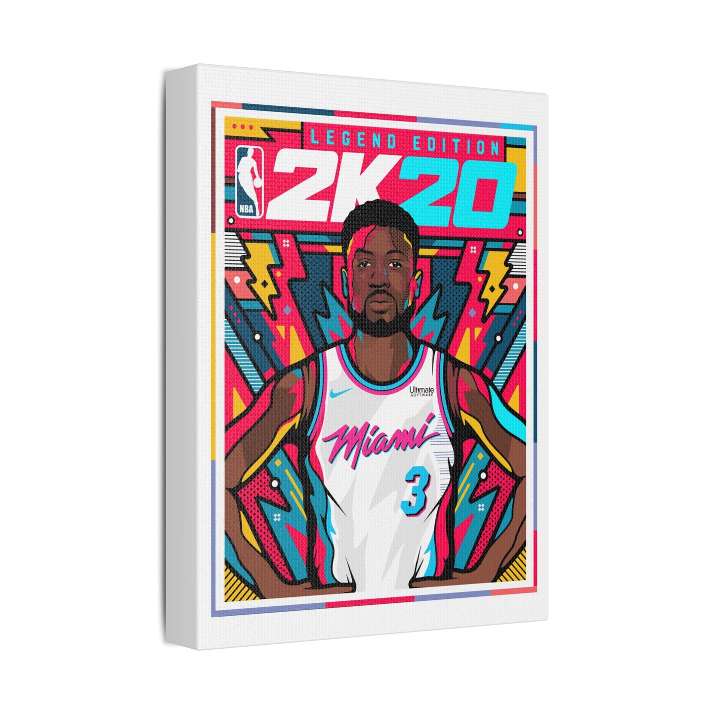 Dwyane Wade NBA 2K20 Legend Edition Satin Canvas Wall Art - CreativeRino