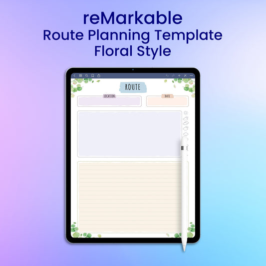 reMarkable 2 Route Planning Template - Floral Style Planner Template