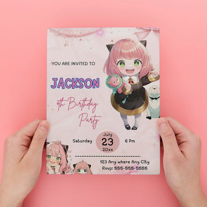 Spy × Family Birthday Invitation Template - CreativeRino