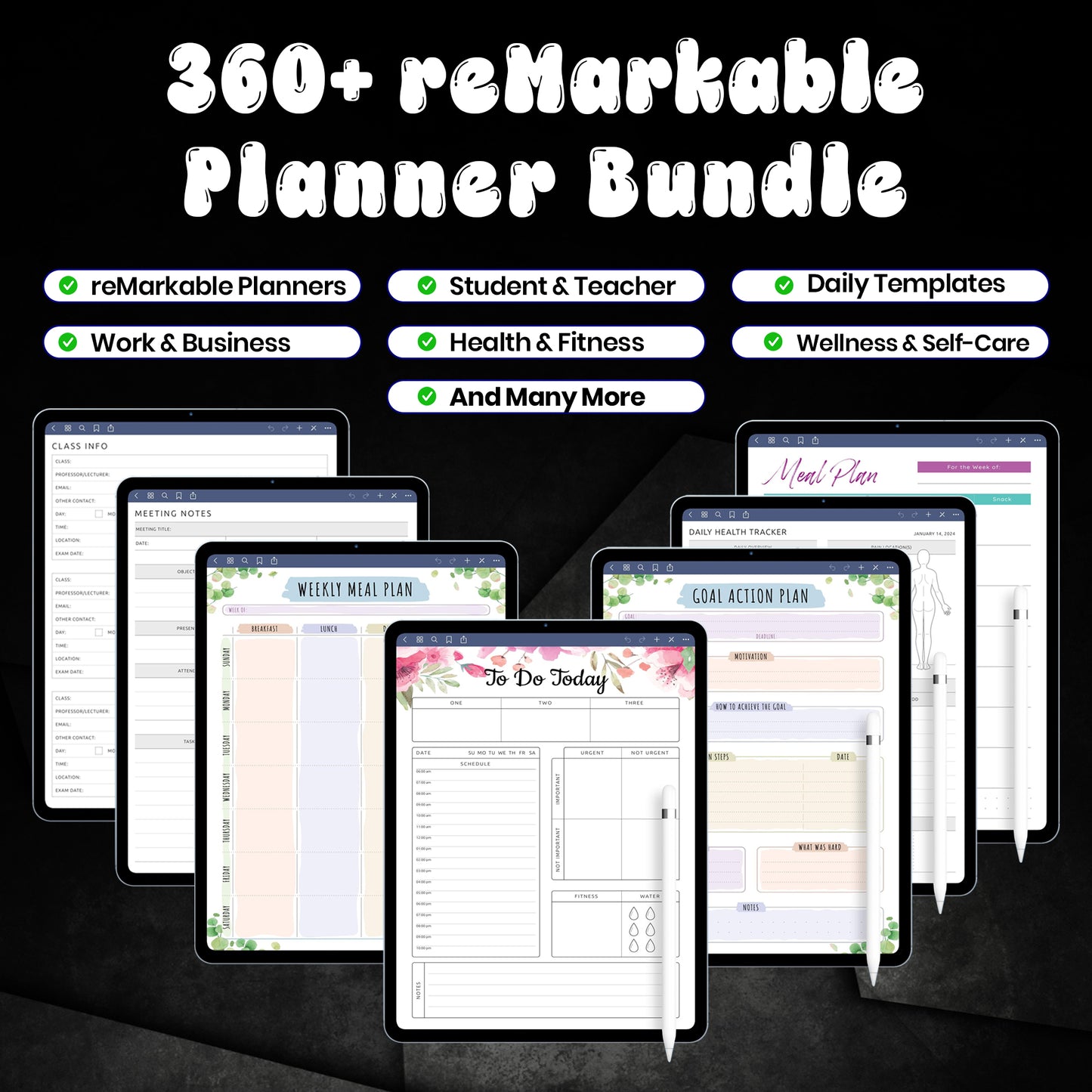 360+ reMarkable 2 Planners Template Bundle