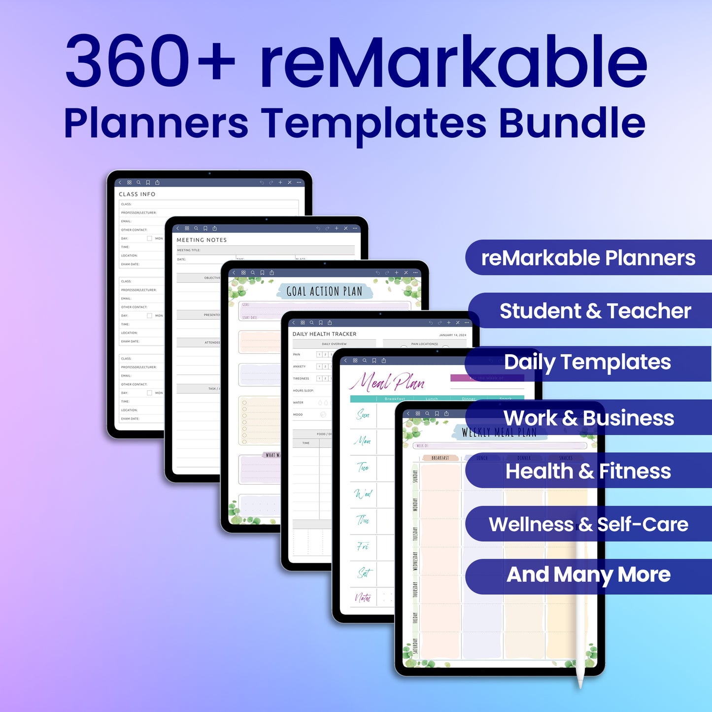 360+ reMarkable 2 Planners Template Bundle