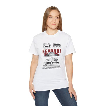 Ferrari F40 Multi-Graphic Unisex Ultra Cotton Tee | Car Enthusiast Gift T-shirt - CreativeRino