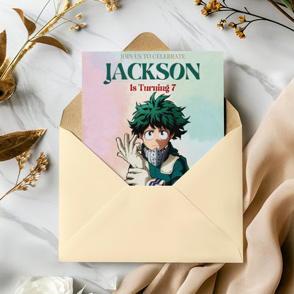 My hero Academia Birthday Invitation Template - CreativeRino