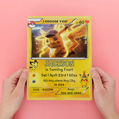 Pokemon Card Birthday Invitation Template - CreativeRino
