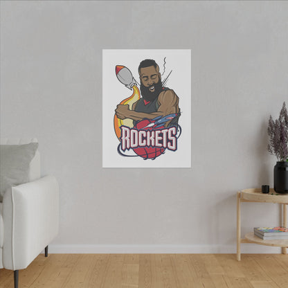 James Harden Canvas Wall Art, Rockets Fan Decor, Sports Art Print, Home Office Decoration, Unique Gift for Basketball Lovers - CreativeRino