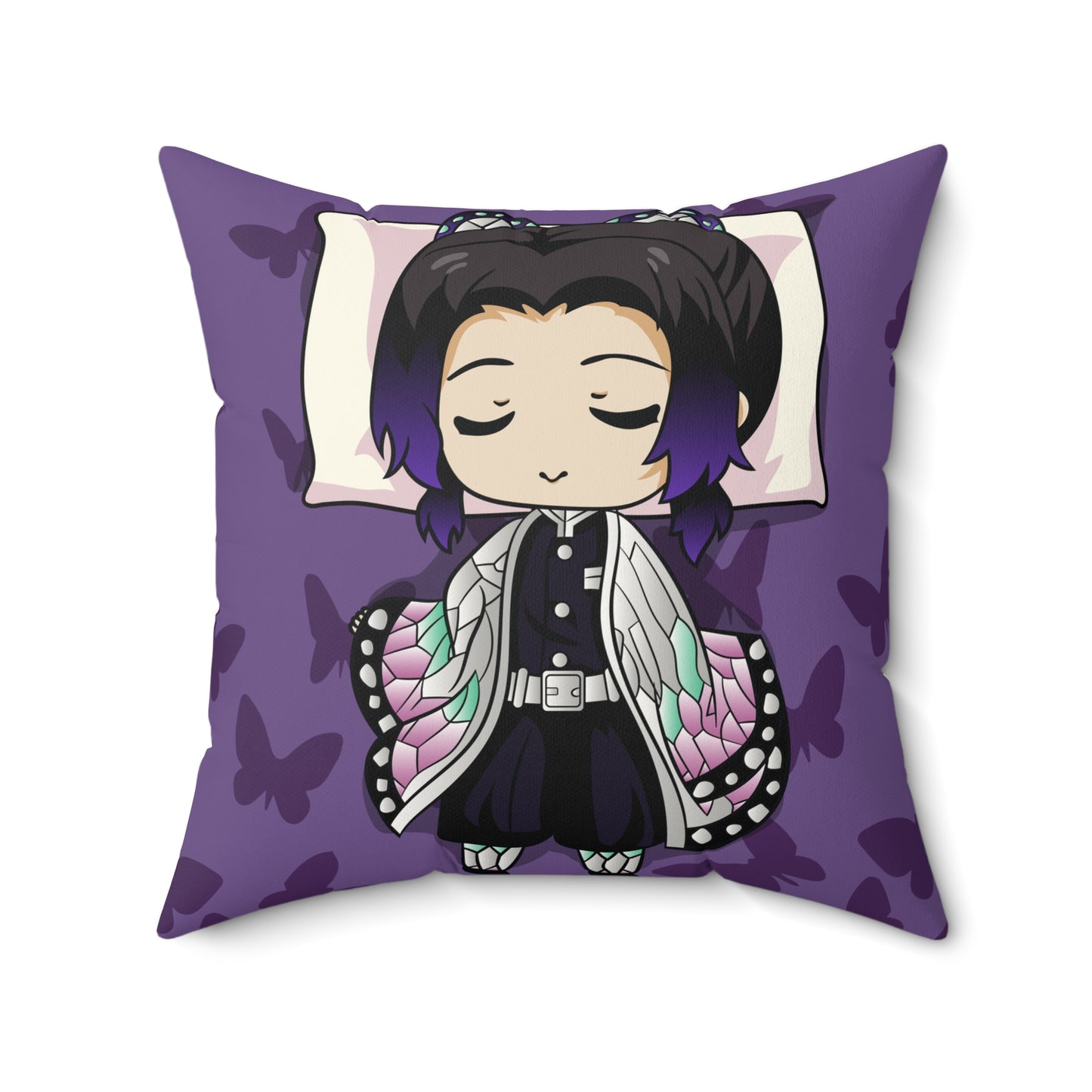 Demon Slayer Chibi Butterfly Dreamer Pillow - Cozy Faux Suede Cushion for Anime Lovers - CreativeRino