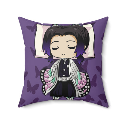 Demon Slayer Chibi Butterfly Dreamer Pillow - Cozy Faux Suede Cushion for Anime Lovers - CreativeRino