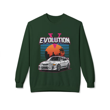 Retro Car Evolution Crewneck Sweatshirt - Unisex Midweight Fleece - CreativeRino