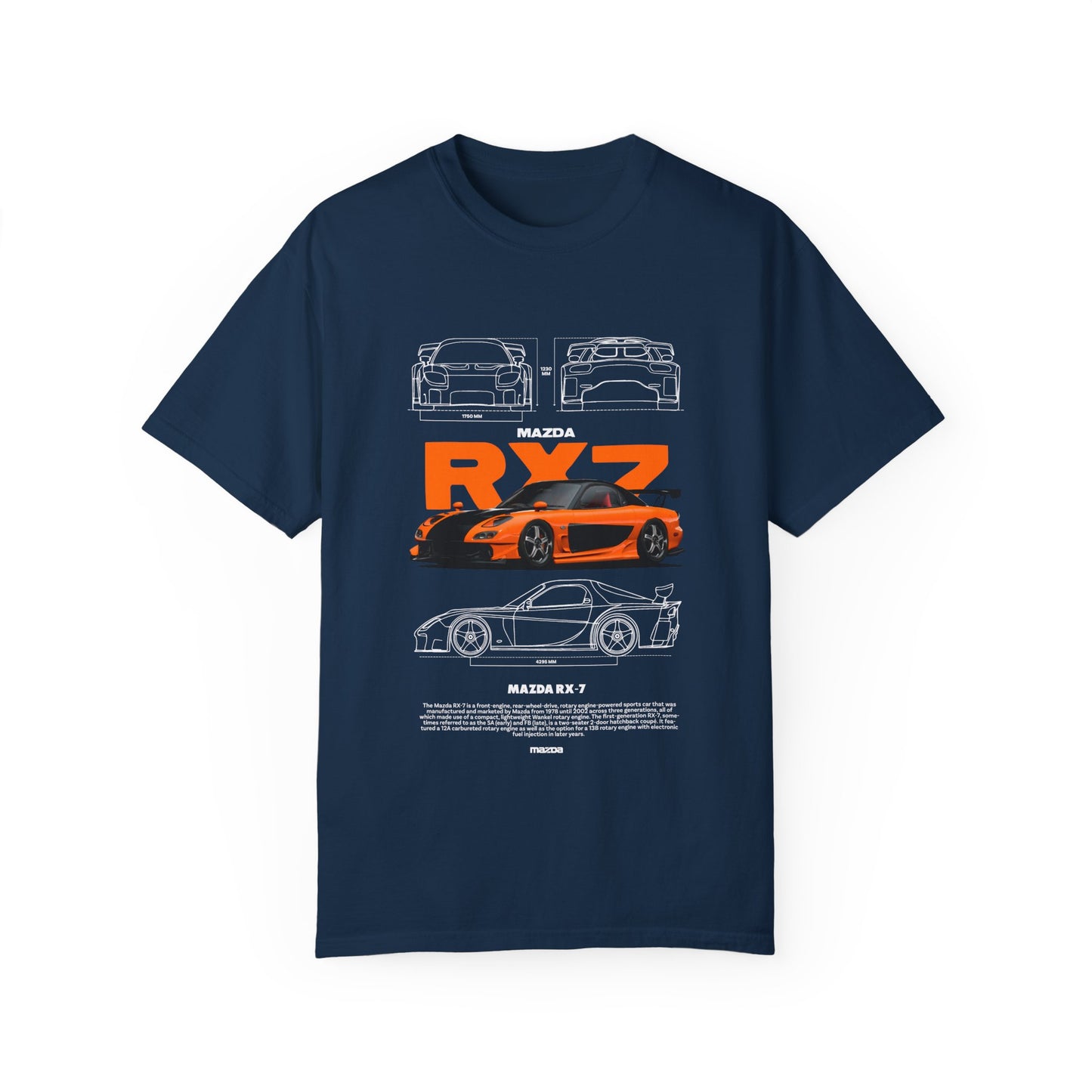 Mazda RX-7 Unisex Garment-Dyed T-Shirt | Car Enthusiast Apparel - CreativeRino