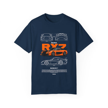 Mazda RX-7 Unisex Garment-Dyed T-Shirt | Car Enthusiast Apparel - CreativeRino
