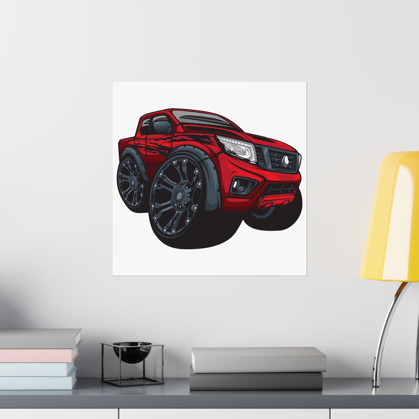 Bold Red Truck Matte Square Poster | Automotive Wall Art for Car Enthusiasts - CreativeRino