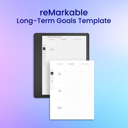 reMarkable 2 Long-Term Goals Template Planner Template