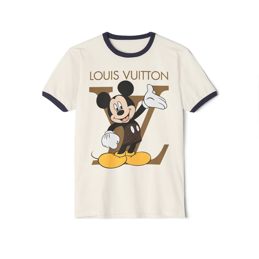 Mickey Mouse Louis Vuitton Ringer T-shirt - Trendy Unisex Cotton Tee - CreativeRino
